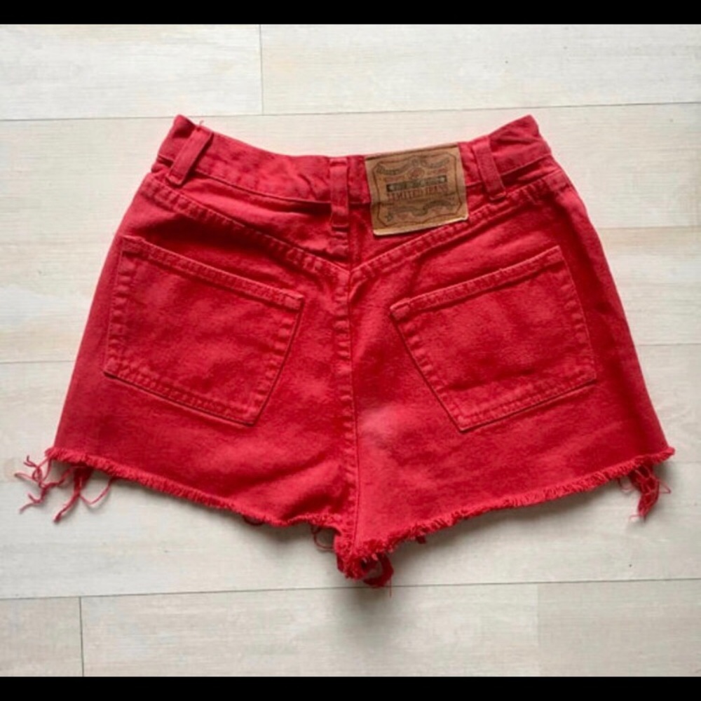 red high waisted shorts